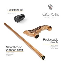 New Elegant Cane Walking Stick for Ladies Women Wooden carved Swallow Bird Light
