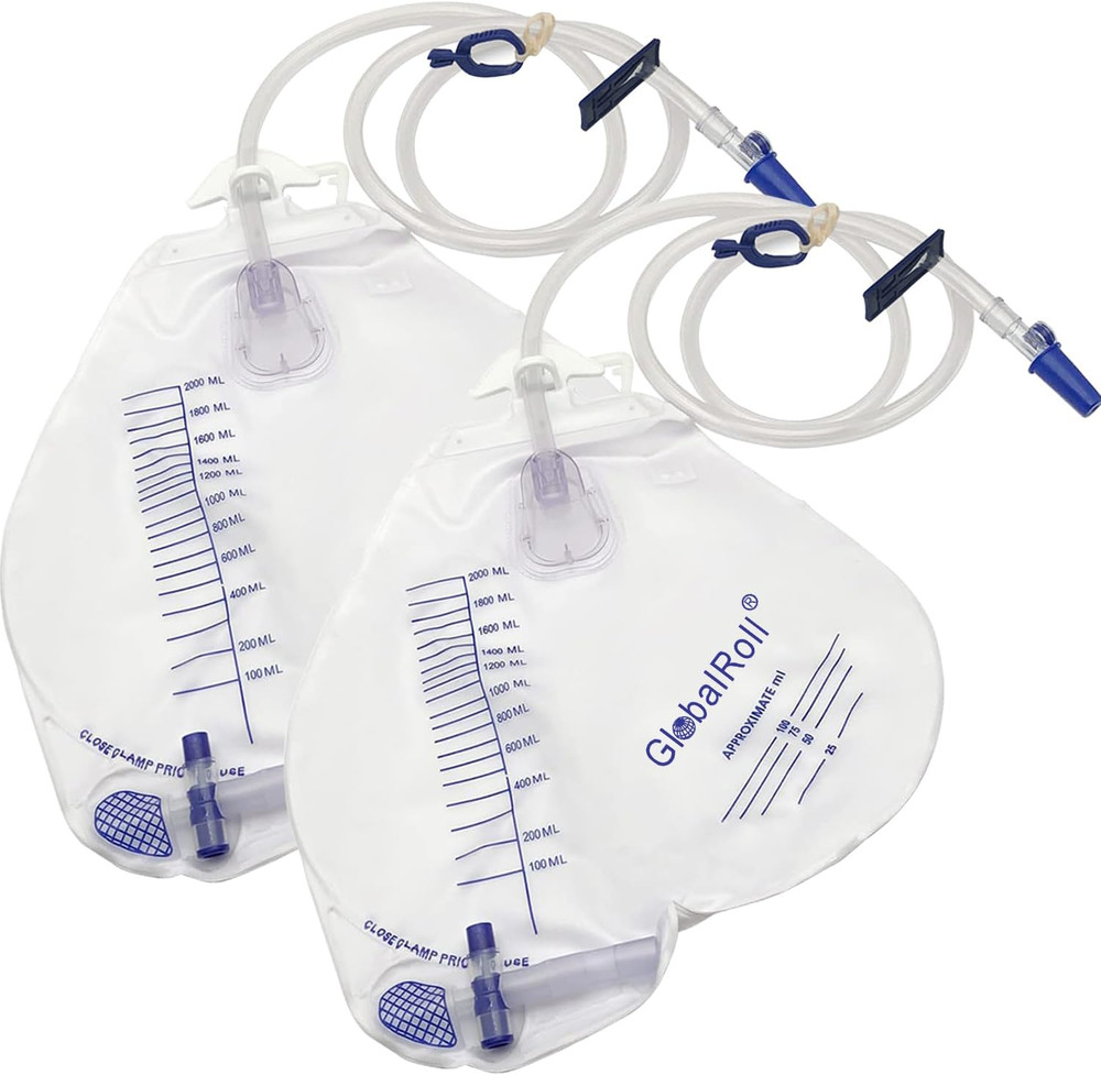 Urinary Drainage Bag with Anti-Reflux Chamber, Urine Bag with 2000 Ml Volume, 48