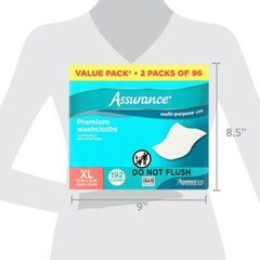 Assurance Premium Disposable Washcloth Wipes, XL (192 Count)