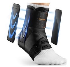 WHCOOL Slim-Fit Ankle Brace, Auto-Shaped Support Pads, Air Fabric, M (12″-13″)