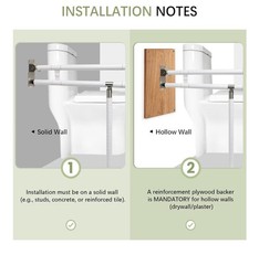 29.5 Inch Toilet Grab Bar – Foldable Toilet Safety Rails, Flip-Up, White