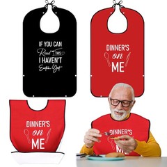 XKDOUS 2 Pack Funny Adult Bibs for Man, (18 x 30 inches), Black & Red