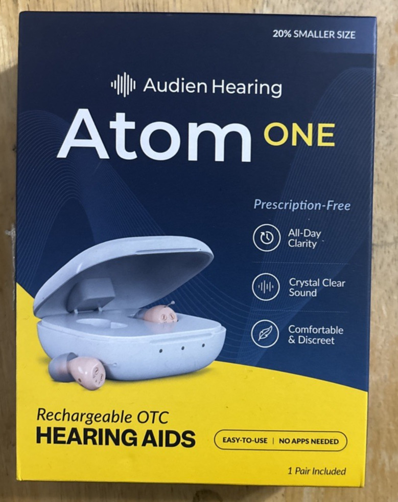 Audien Atom One OTC Hearing Aids Wireless, Rechargeable – Beige… FREE S&H!