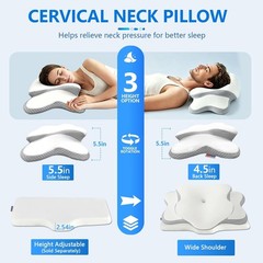 Cervical Neck Pillow for Pain Relief | Ergonomic Memory Foam Support