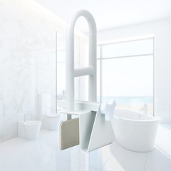 Bath Safety Bar Bathtub Rail Grab White Bathroom Shower Handle Tub