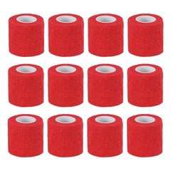 2″ x 177″ 12 Pcs Self Adhesive Bandage Wrap Elastic Self Tape Red