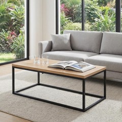 Censi 40 Natural Oak Coffee Table For Living Room Modern Industrial Cocktail