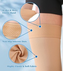 MGANG 20-30mmHg Thigh High Compression Medium (1 Pair), 20-30mmhg Beige