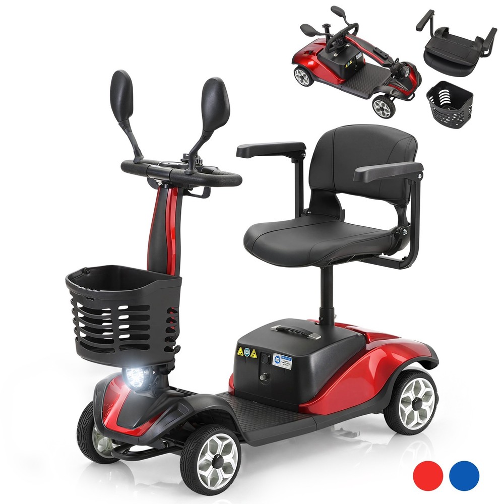 4 Wheel Mobility Scooter for Adults 350W Electric Travel Scooter 350 lbs Red