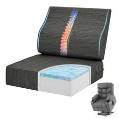 baibu Gel Memory Foam Recliner Cushions with 20x20x5 Inch (Pack of 1), Black