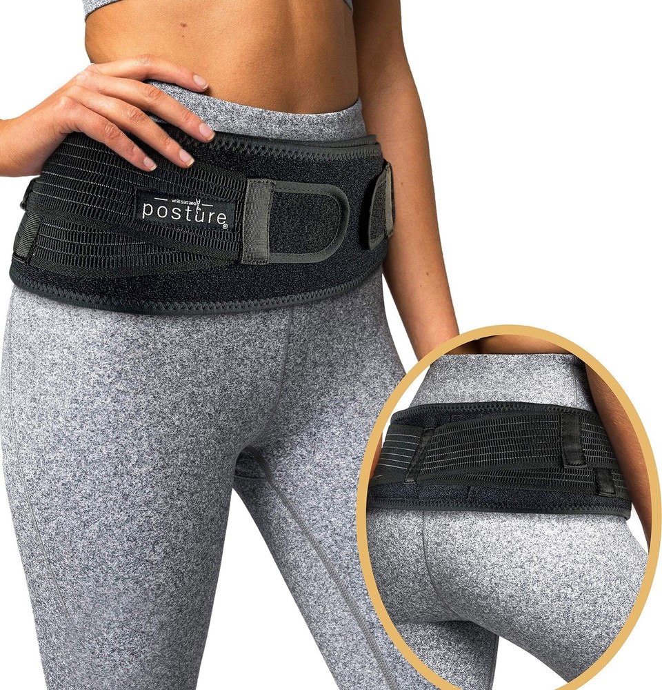 Sacroiliac Hip Belt for Sciatic, Pelvic, Lower Back Pain Relief (Regular, Black)