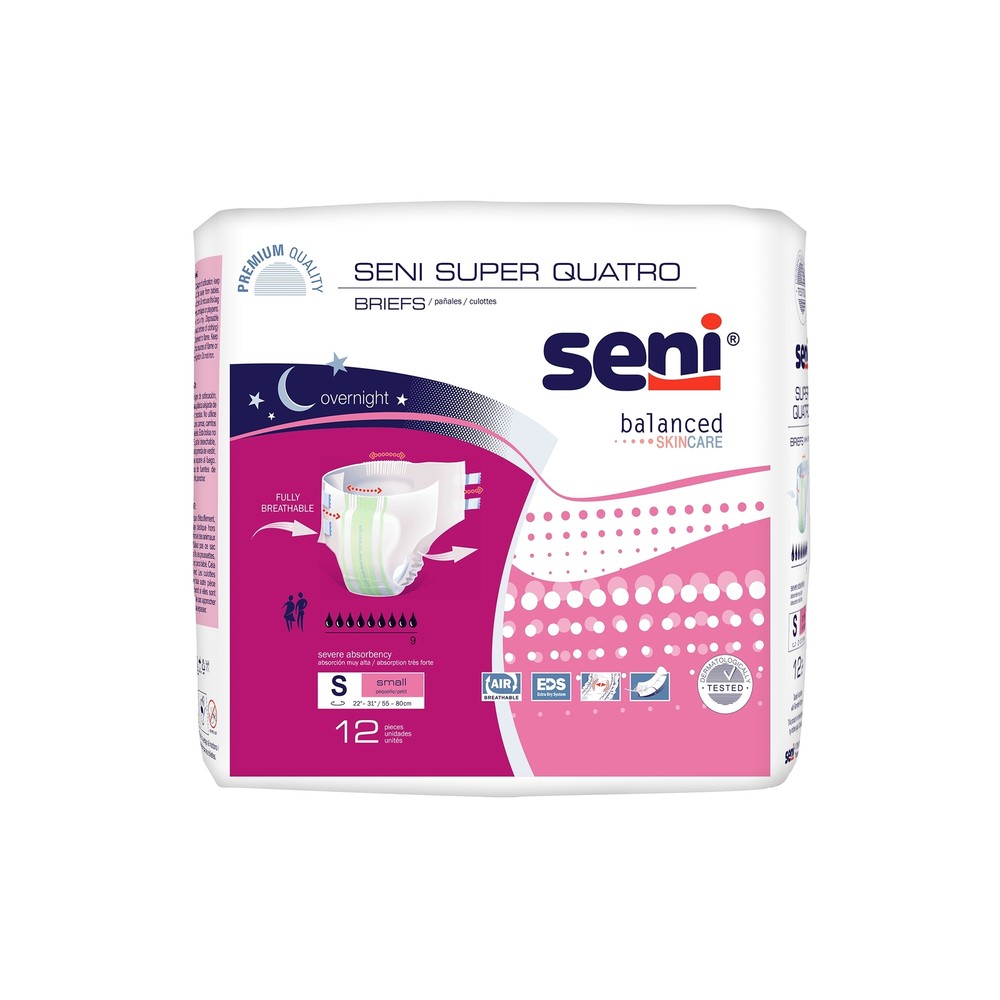 Seni Incontinence Brief Breathable / Overnight S-SM12-BQ1 Severe 12 Ct