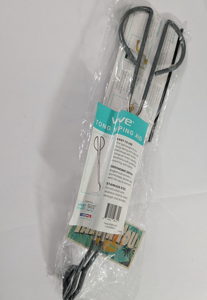 Vive Toilet Aids for Wiping Bottom – Tongs, Wiping Aid, Silver, Brand New/Sealed