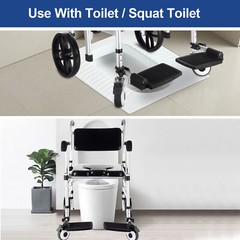 Shower Commode Wheelchair With 2 Lockable Wheels Footrests Adjustable Arms 308lb