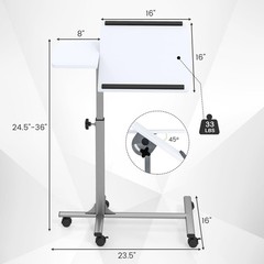 Giantex Overbed Table Wheels Medical Adjustable Bedside Table Mobile Standing