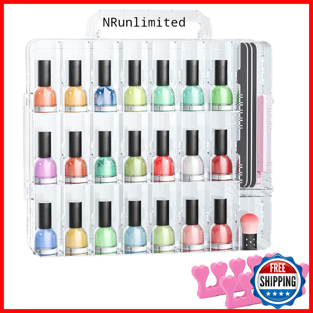 Jiasheng Nail Polish Organizer Case For 48 Bottles Gel Nail Polish Storage
