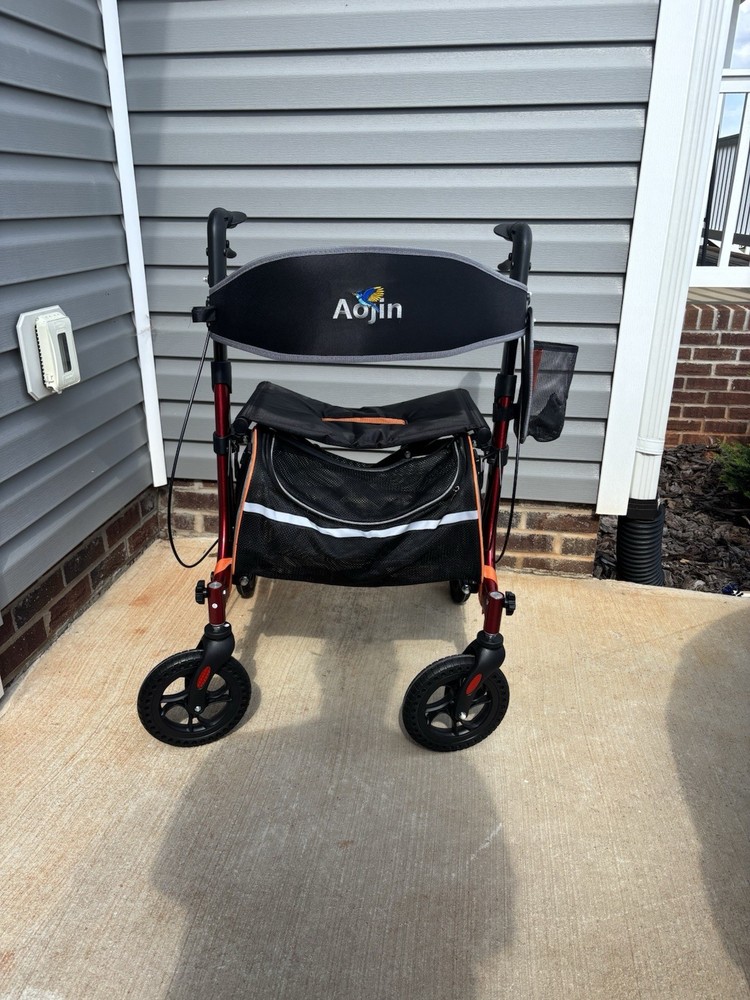 AOJIN All Terrain Rollator Walker Lightweight Foldable 4 Wheels, 450 Lb Capacity