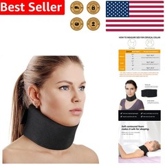 Medium Black Soft Neck Brace Foam Cervical Collar Adjustable Injury Support