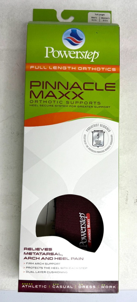 Powerstep Orthotics Pinnacle MAXX Foot Insoles Arch Support Unisex
