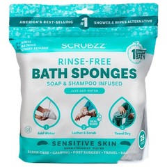 Hypoallergenic Rinse-Free Bathing Wipes for Sensitive Skin – 25 Count