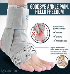 Z ATHLETICS Zenith Ankle Brace Lace up Adjustable Support Grey Large