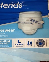 Lot of 2 Attends Disposable MAXIMUM ABSORBENCY Underwear Size Large 18 Count