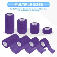 1″/2″/3″/4″ 4 Pcs 5 Yard Self Adhesive Bandage Wrap Self Tape Dark Purple