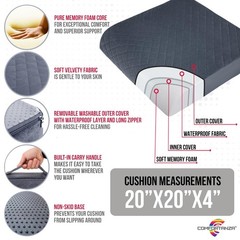 Medium-Soft 20x20x4 Memory Foam Recliner Chair Seat Cushion for Long Sitting …