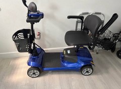 Electric Blue/Black 4-Wheel Mobility Scooter w/ Front Basket & Padded Armrests