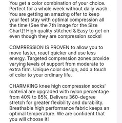 NEW Multi Color Design Unisex Women/Men Compression Socks Size L/XL 15/20 Mmhg