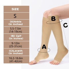 2 Pair Open Toe Compression Socks 15-20 mmHg Circulation Support