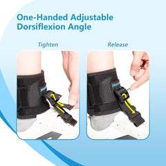 Adjustable AFO Foot Drop Brace for Walking, Zinc Alloy Hook, Elastic Laces, S/M