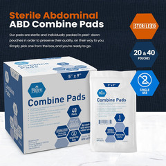 Combine ABD Pads 5 X 9 Inch, 40 Count Sterile Abdominal Pads, High