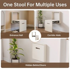 Wall Mounted Folding Stool Space Saving Entryway Stool Shower Seat Chairs White