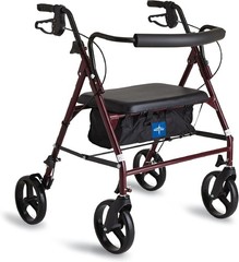 Medline Large Steel Bariatric Rollator Walker with Adjustable Handles