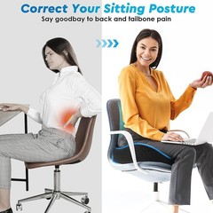 Tailbone Pain Relief Cushion with Removable Cover – Ergonomic Gel Comfort, Black