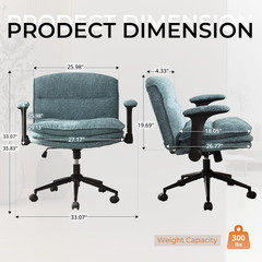Criss Cross Chair with Adjustable Flip-up Arms and Wheels, Comfort Ergonomic Off