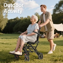 22lb Lightweight Foldable Transport Manual Wheelchair Hand Brake for Travel