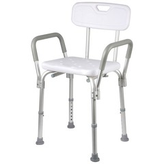 Heavy Duty Shower Chair with Arms and Back 350lbs Adjustable Bath Seat White