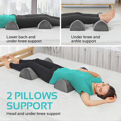 New Knee Pillow for Back Sleeping Memory Foam Half Moon Bolster Pillow for Legs