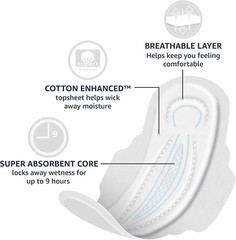 Thick Maxi Pads with Wings for Periods – Overnight Absorbency, Unscented, Size 4