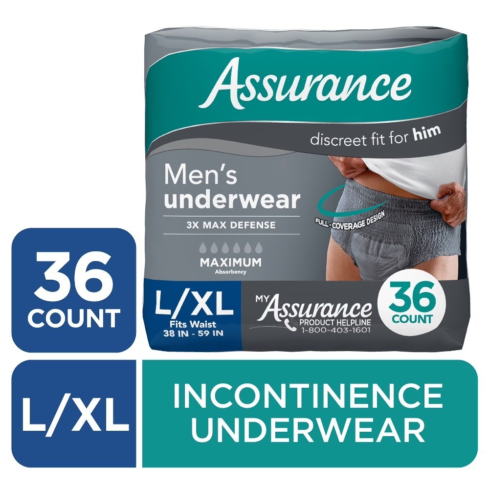 Men’s Incontinence Underwear Maximum Absorbency L XL Large Extra Large 36 Count
