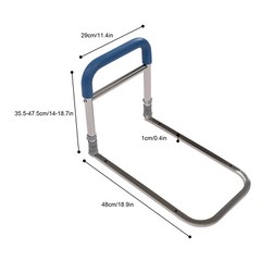 Adjustable 304 Stainless Steel Bed Rail Handrail With Rubber Grip Blue/Silver