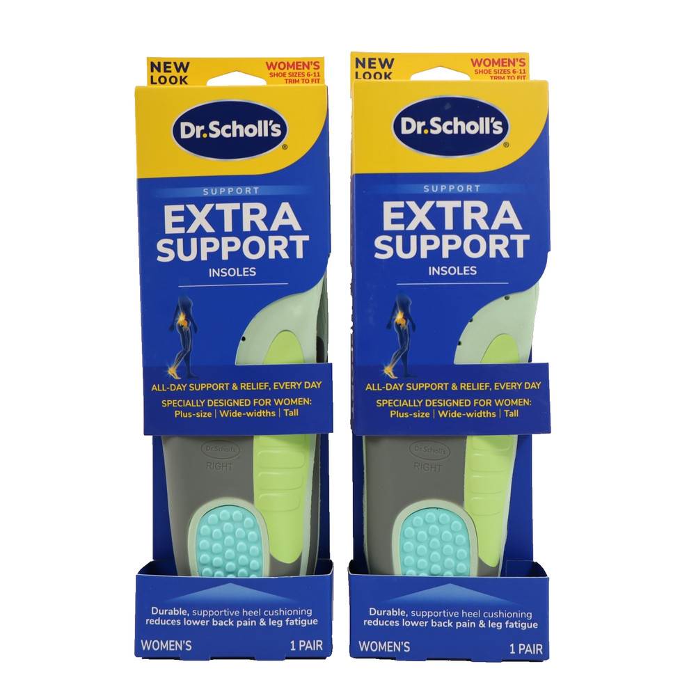 2 PAIRS Dr. Scholl’s Extra Support Shoe Insoles for Plus & Tall Women, Size 6-11