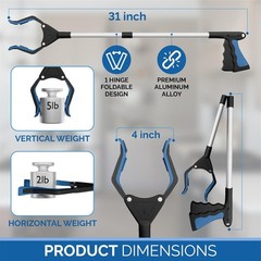 2024 Upgrade PowerGrip T9 Grabber Reacher – 32″ Lightweight Tool with Magnet