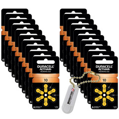 Duracell Size 10 Activair PR70 P10 Hearing Aid Batteries (120 Pack) + Keychain