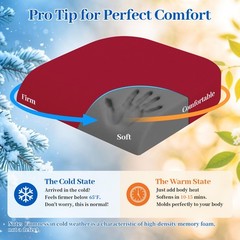 XL Memory Foam Seat Cushion for Office, Home & Car – Non-Slip Pad for Back, Scia
