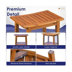 Teak Shower Bench, 20″ Solid Wood Shower Stool Waterproof Shower Seat with St…