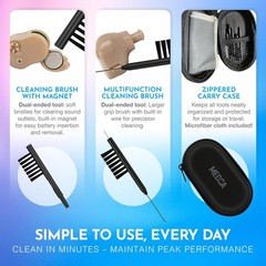 Hearing Aid Cleaning Kit 20pc Set Tools Case Brush Loop Wiper Bag *(79