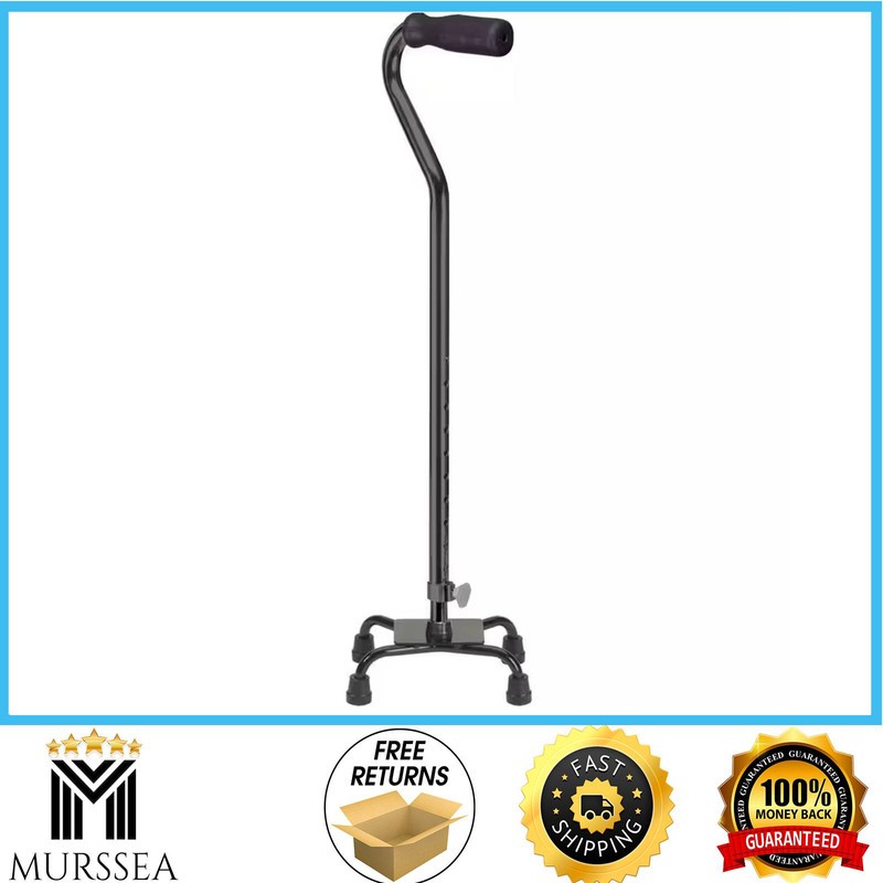 Walking Cane Adjustable Drive Medical Foam Grip Non-slip Handle 4-Prong Black